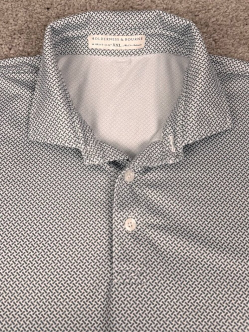 Holderness & Bourne The Hackett Polo Shirt Size XXL 2XL Ivy White Golf Airation